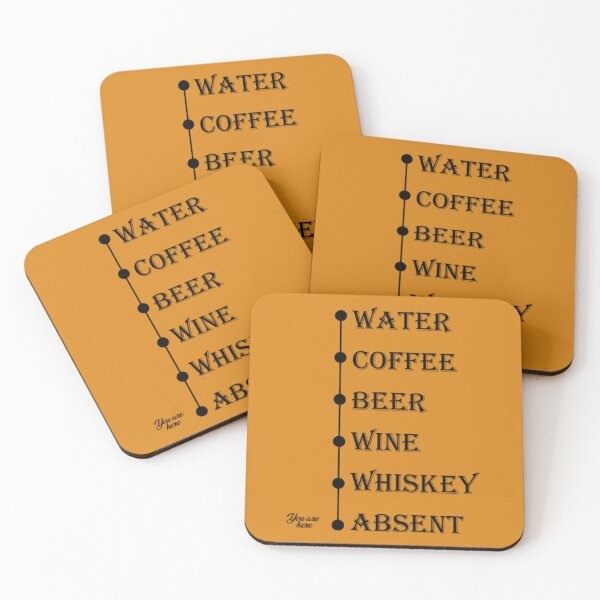 Item preview, Water Coffee Beer Wine Whiskey Absent You Are Here designed and sold by LezaZechel.