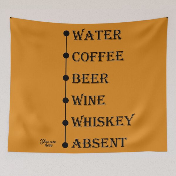 Item preview, Water Coffee Beer Wine Whiskey Absent You Are Here designed and sold by LezaZechel.