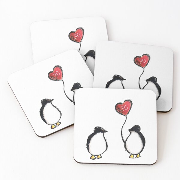 Item preview, Pearl wedding anniversary husband and wife penguins with heart balloon designed and sold by thesummerhouse.