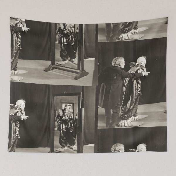 Item preview, Creepy Clown checking the mirror  Lon Chaney vintage photo designed and sold by Vintage Designs +.