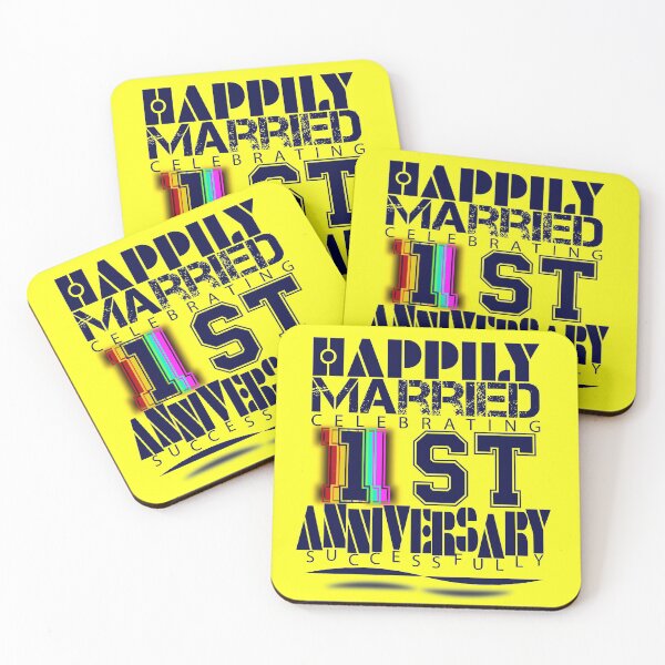 Item preview, Happily married celebrating 1st wedding anniversary designed and sold by SueSakpal.