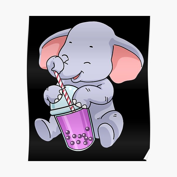 "Boba Tea Gift Women Elephant Gift Bubble Tea" Poster for Sale by