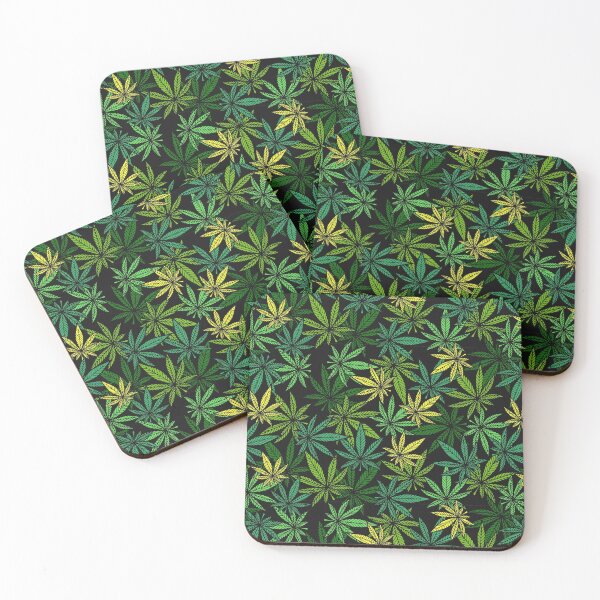 Item preview, Cannabis marijuana leaves on black background designed and sold by headpossum.