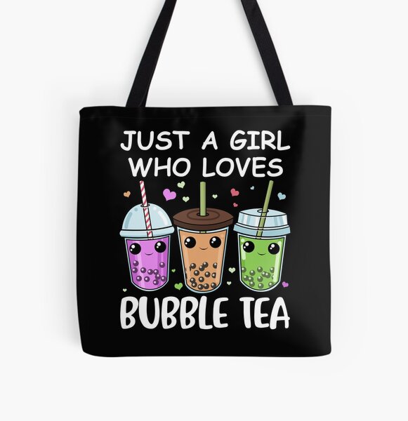 Pastel Boba Trio Tote Bag — Boba Love - Bubble Tea Apparel & Accessories Black