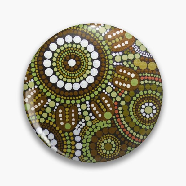 Item preview, Australian Aboriginal Art Lime and Brown Pattern Family Gathering  designed and sold by GhostGumDesigns.