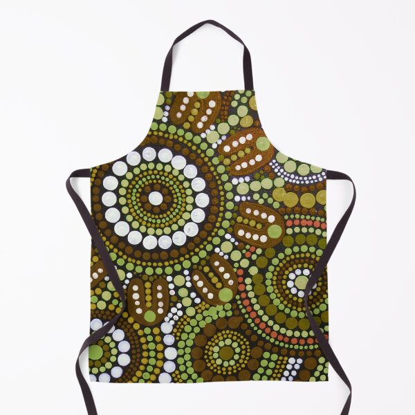 Item preview, Australian Aboriginal Art Lime and Brown Pattern Family Gathering designed and sold by GhostGumDesigns.