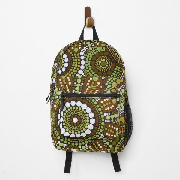Item preview, Australian Aboriginal Art Lime and Brown Pattern Family Gathering designed and sold by GhostGumDesigns.