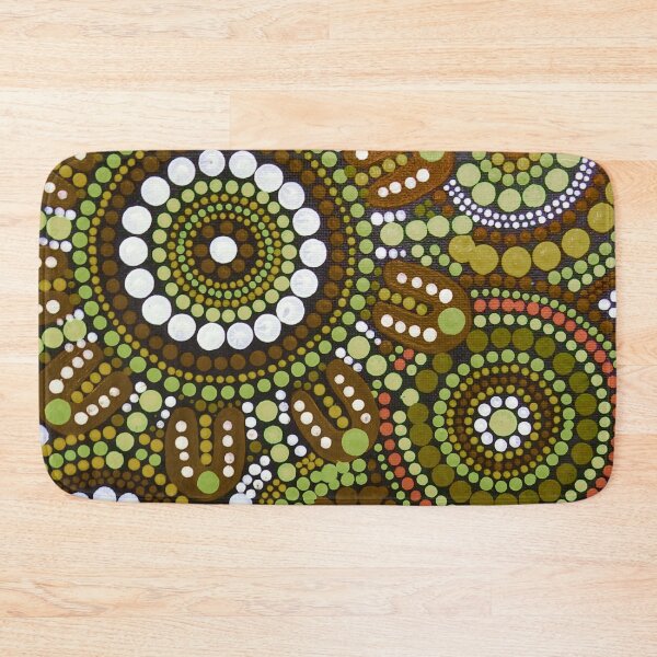 Item preview, Australian Aboriginal Art Lime and Brown Pattern Family Gathering  designed and sold by GhostGumDesigns.
