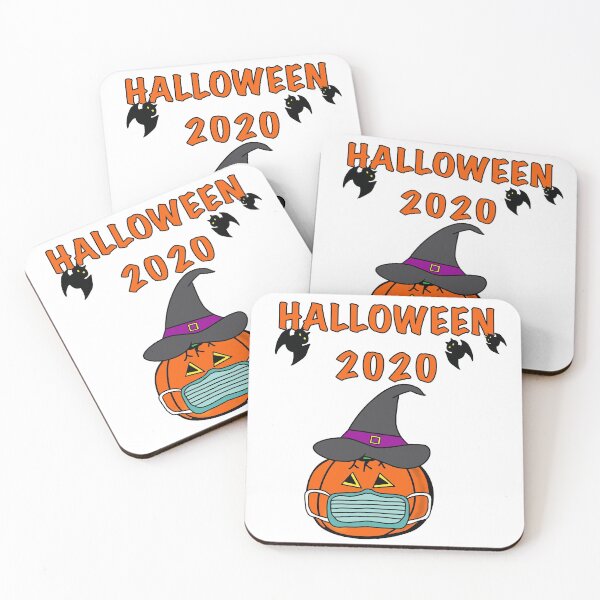 Item preview, Halloween 2020 Pumpkin Witch wearing face mask designed and sold by BusyMonkeys.
