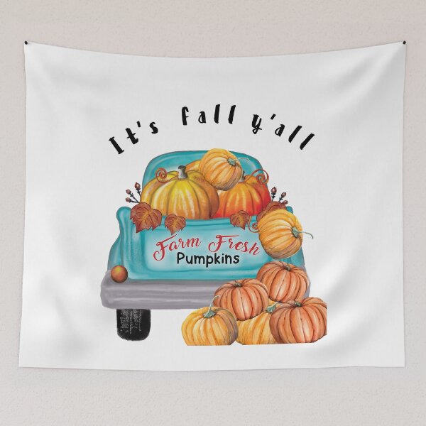 Item preview,   It's  fall y'all.Farm fresh pumpkins in a cute blue truck . designed and sold by Moussa  Sussi.