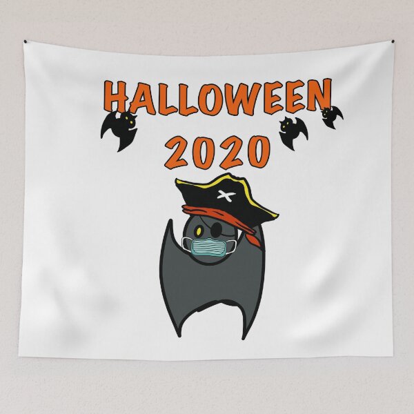 Item preview, Halloween 2020 Bat wearing a pirate hat and a face mask designed and sold by BusyMonkeys.