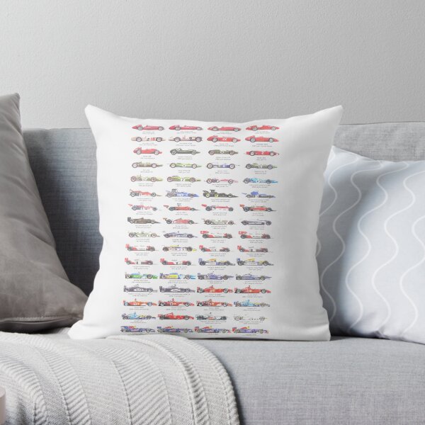 F1 Car Evolution 1950-2013 Throw Pillow