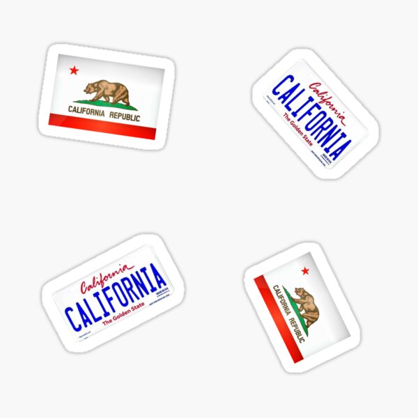 California Flag and California License Plate Sticker PackPattern Sticker