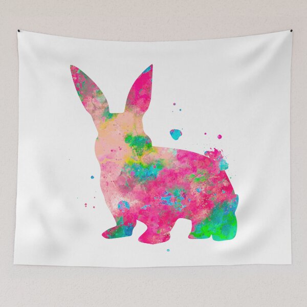 Item preview, Colorful Pink Bunny Watercolor Painting 3 designed and sold by MiaoMiaoDesign.