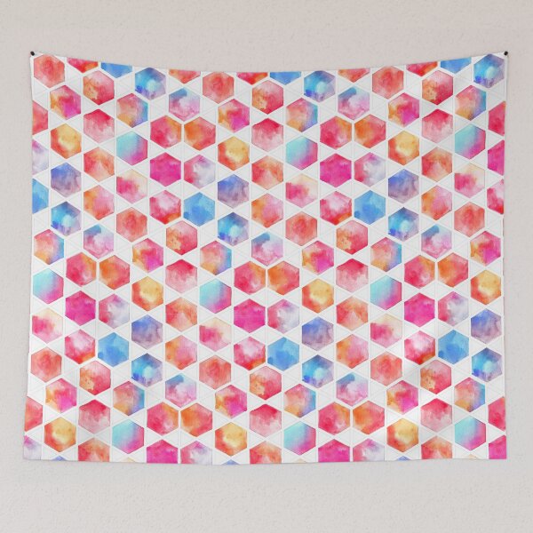 Item preview, Radiant Hexagons - geometric watercolor painting designed and sold by micklyn.