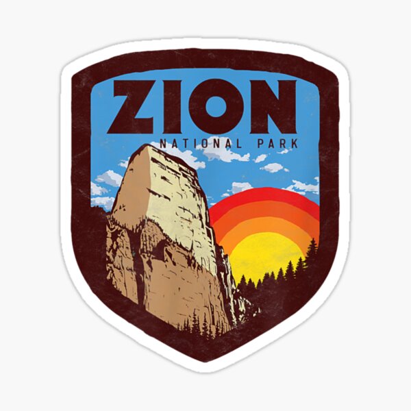 Vista previa del artículo con la obra «Insignia retro de estilo años 80 del Parque Nacional Zion, Utah», diseñado y vendido por Janet-Pratt-766.