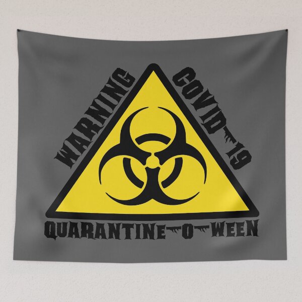 Item preview, Quarantine-o-ween - Warning Covid-19 funny Quarantine Halloween pun - Grey designed and sold by AJ-DesignCo.