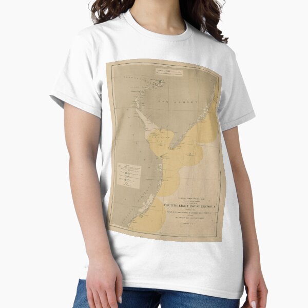 Item preview, Vintage Lighthouse Map of NJ, MD and the Delaware Bay designed and sold by BravuraMedia.