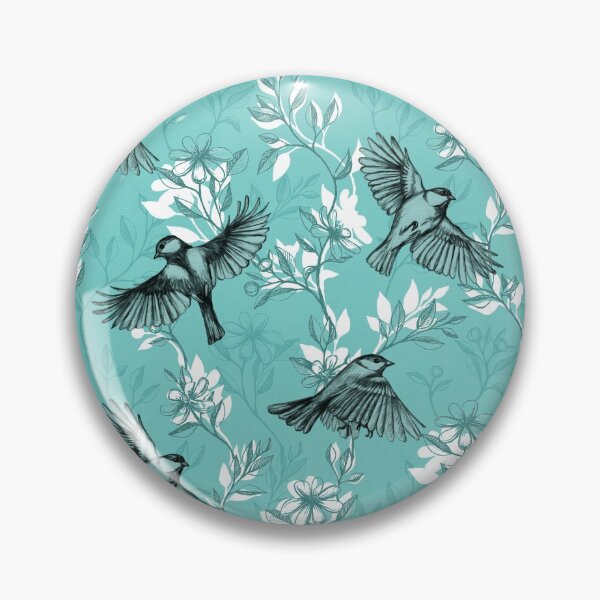 Item preview, Flowers and Flight in Monochrome Teal designed and sold by micklyn.