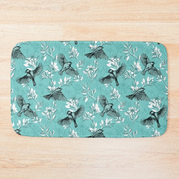 Item preview, Flowers and Flight in Monochrome Teal designed and sold by micklyn.