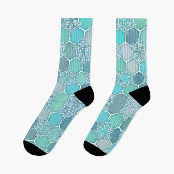 Item preview, Frozen Mint Honeycomb - Doodle Hexagon Pattern designed and sold by micklyn.