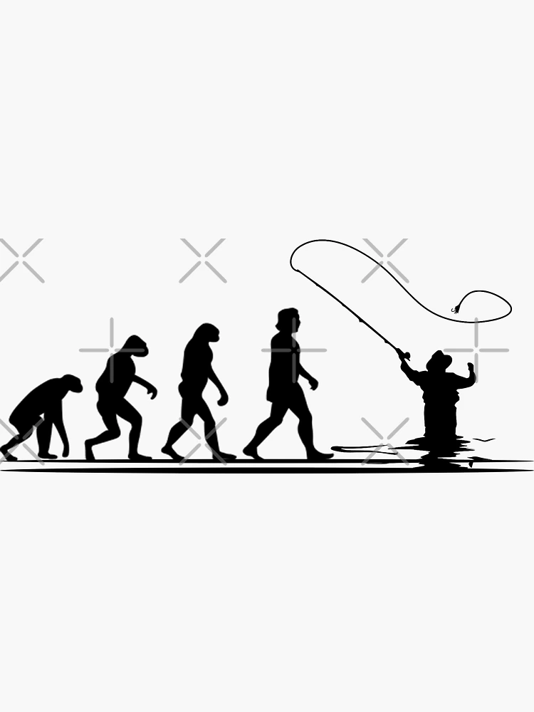 Evolution of Man Fly Fishing Sticker for Sale by Space Art