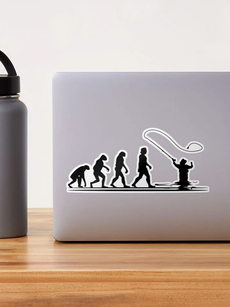 Evolution fishing Bumper Sticker Evolution fishing man Sticker