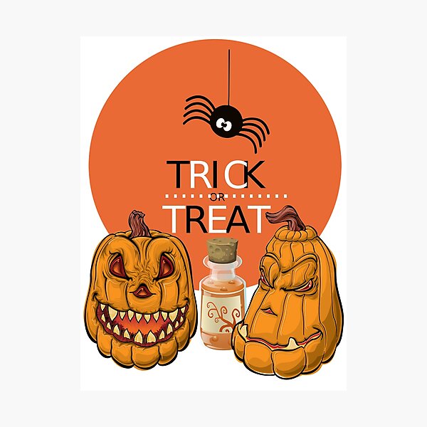 Item preview, Trick or Treat Scary Halloween Pumpkins designed and sold by TigsArts.