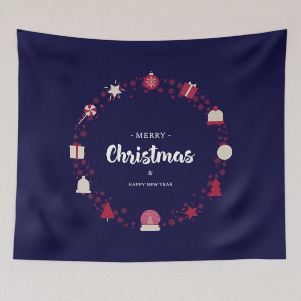 Item preview, Merry Christmas and Happy New Year Wreath illustration designed and sold by Aysel's Designs.