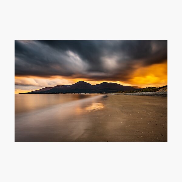 Item preview, Murlough Beach Sunset Mourne Mountains Northern Ireland designed and sold by thinkbigimages.