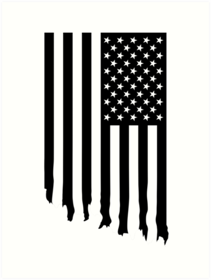 "Black and white american flag - dripping" Art Prints by Supreto.