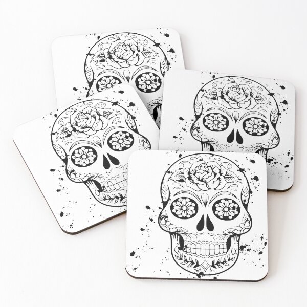 Item preview, Paint splatter sugar skull traced designed and sold by greengoodnich.