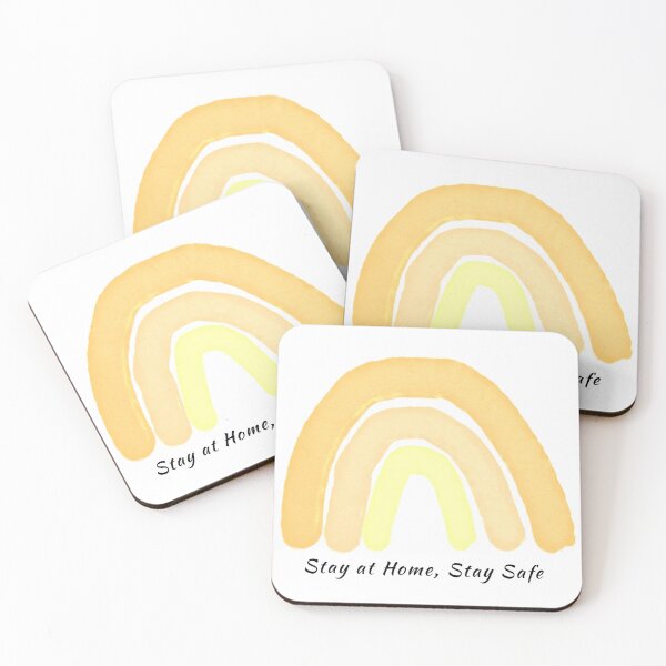 Item preview, Watercolor orange preach Stay At Home Rainbow Sticker designed and sold by creatisha.