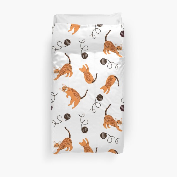 Playing Bengal Cat Duvet Cover