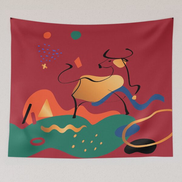 Item preview, New year print with bull 2021. New year present. Artwork new year 2021. Bull illlustration designed and sold by Zolotinka.