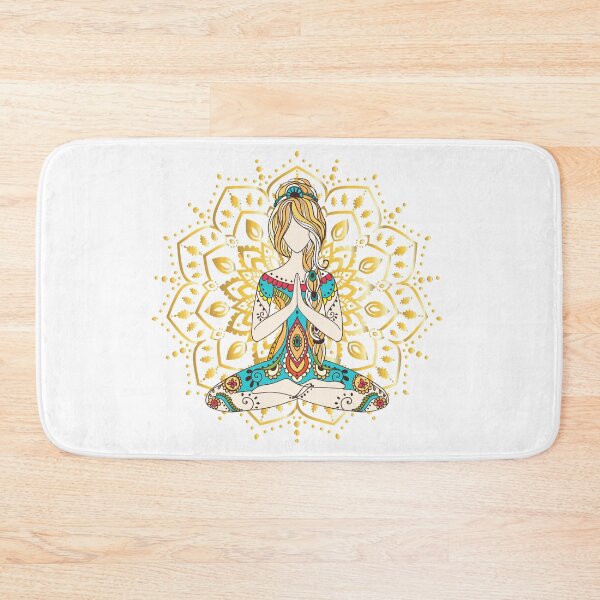 Item preview, Meditation Girl with gold mandala. Goddess in Lotus Pose designed and sold by anvino.