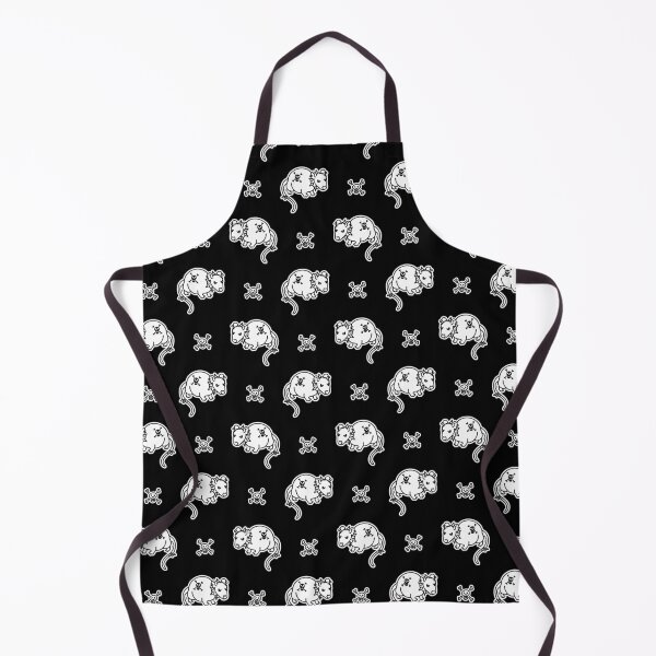 Item preview, Cute punk rock rat monochrome lineart on black background pattern. designed and sold by Limolida.
