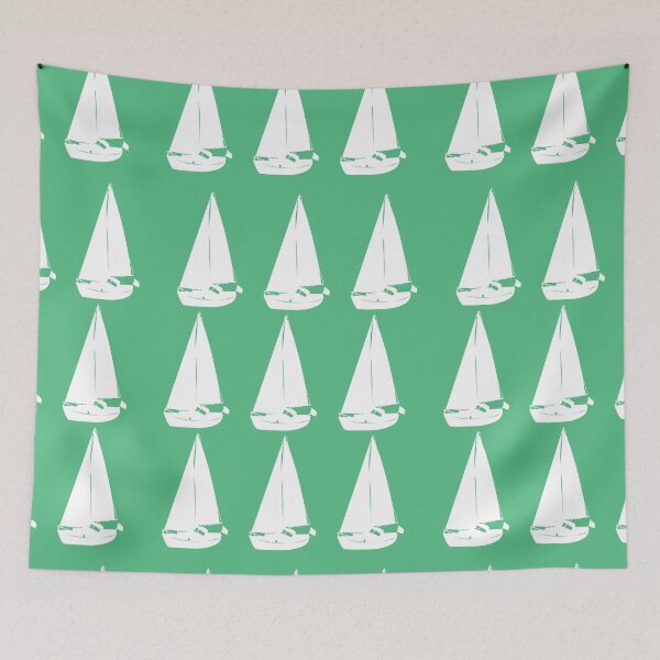 Item preview, Sailboats pattern on tiffany background designed and sold by Aura-E.