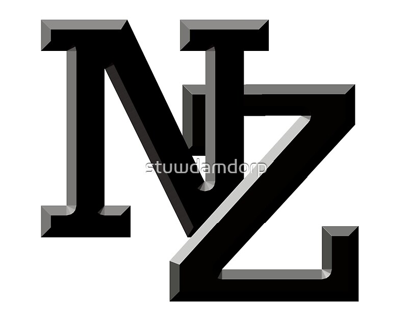 "NZ letters New Zealand" by stuwdamdorp Redbubble