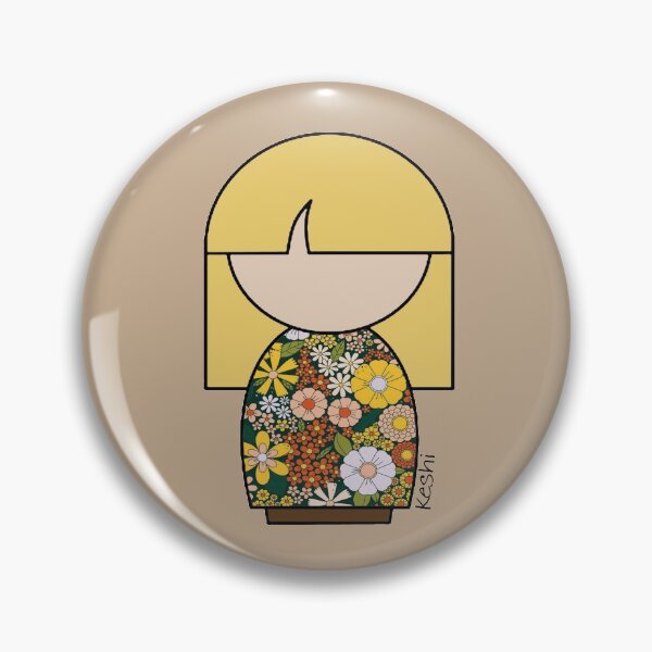 Item preview, Japanese Kokeshi Doll Floral Print designed and sold by lmcvinco.