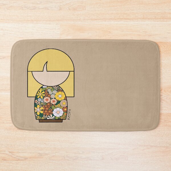 Item preview, Japanese Kokeshi Doll Floral Print designed and sold by lmcvinco.