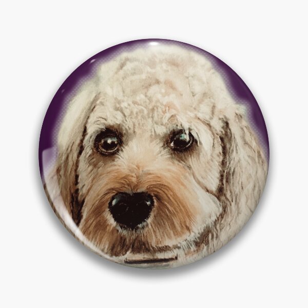 Item preview, Cavapoo dog hand painted on plum background designed and sold by Jennifer Morcom.