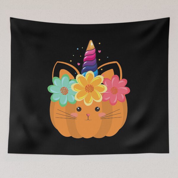 Item preview, Cute Unicorn Pumpkin with Kitty Face and Ears | Halloween and Thanksgiving Gift designed and sold by InkItStudio.