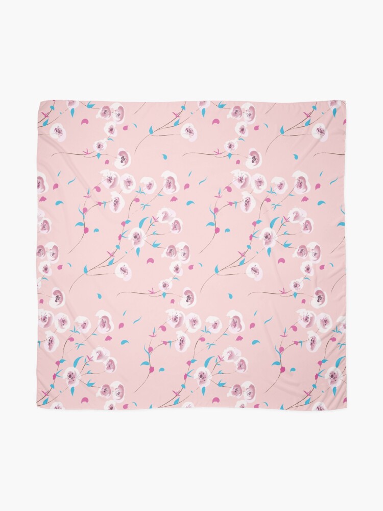Alternate view of Floral Watercolor Cherry Blossom Pattern Scarf
