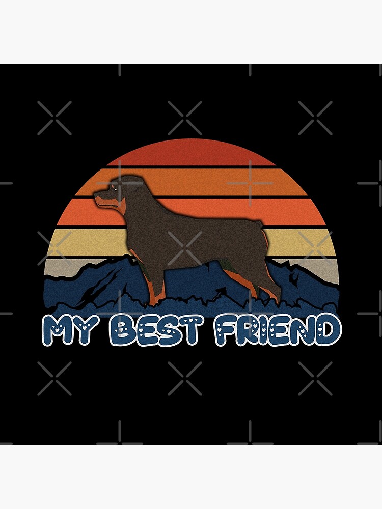 My Best Friend Rottweiler - Rottweiler Dog Sunset Mountain Grainy Artsy Design by dog-gifts