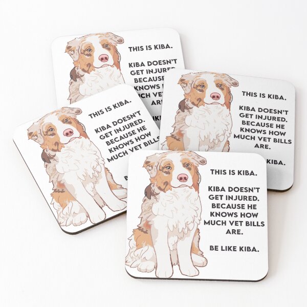 Item preview, Red Merle Australian Shepherd - Aussie Kiba KNOWS HOW MUCH VET BILLS COST (black text) designed and sold by Ivy Fox Illustration.