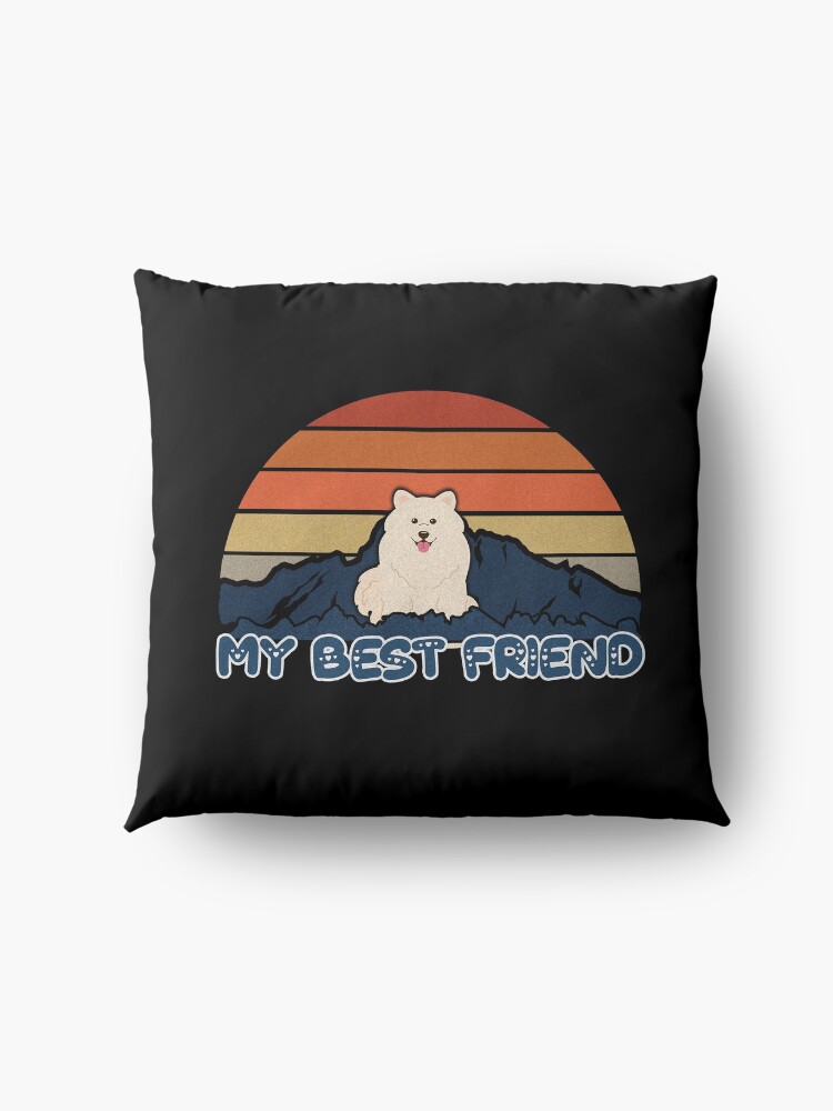 Alternate view of My Best Friend Samoyed - Samoyed Dog Sunset Mountain Grainy Artsy Design Floor Pillow