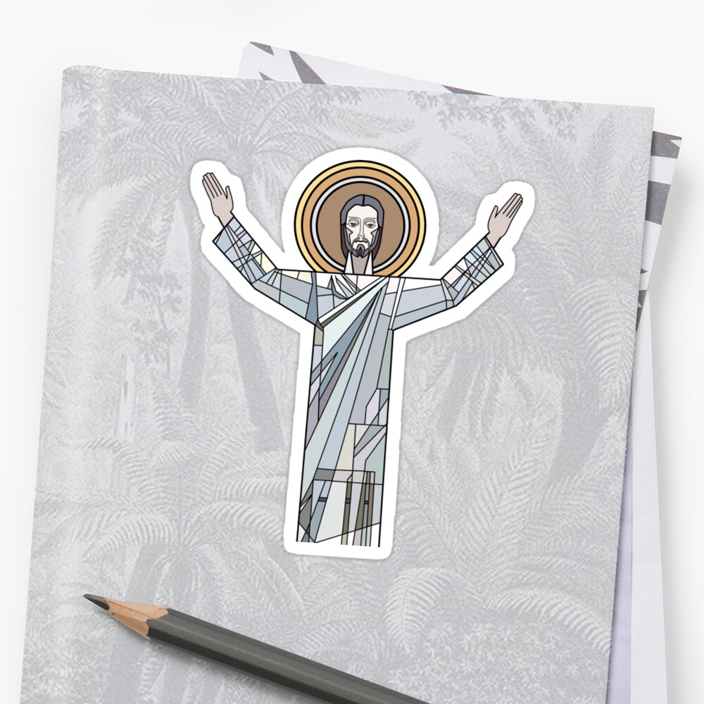 touchdown-jesus-stickers-by-allison-kucharczyk-redbubble