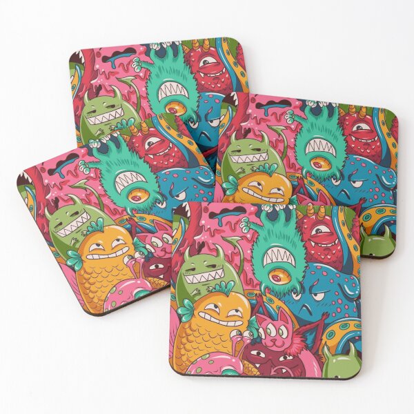 Item preview, happy colorful cute monsters designed and sold by SkeletrinoNero.