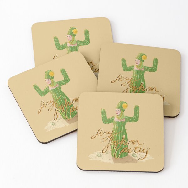 Sexy Fashion Cactus Lettering Coasters (Set of 4)